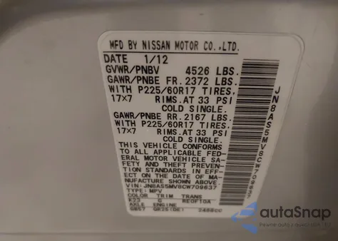 2012 Nissan Rogue Sv z USA, uszkodzony, nr VIN JN8AS5MV8CW709637